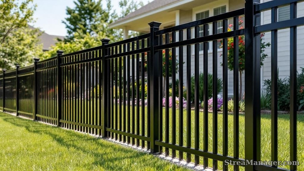 Aluminum Fence Wide Spacing Front Yard Black - aluminum fence