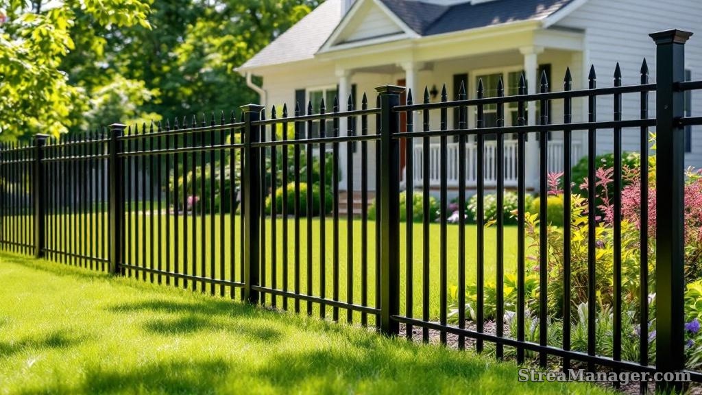 Aluminum Fence Wide Spacing Front Yard Black - aluminum fence