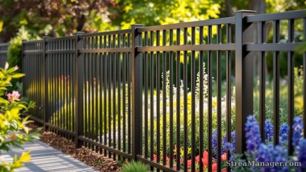 Aluminum Fence Wide Spacing Garden Bronze - aluminum fence
