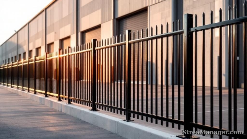 Aluminum Fence Wide Spacing Industrial Black - aluminum fence