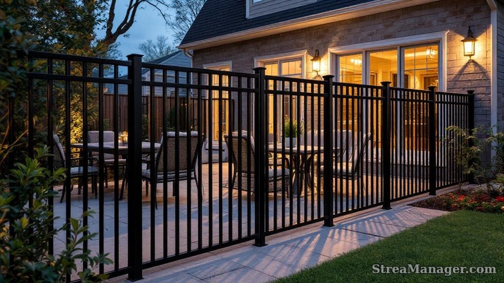Aluminum Fence Wide Spacing Patio Black - aluminum fence