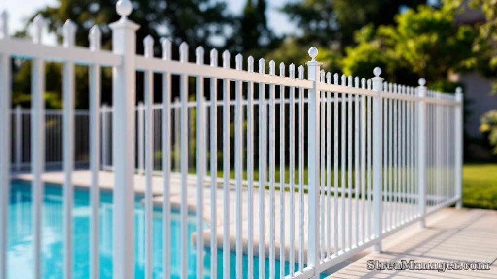 Aluminum Fence Wide Spacing Pool Area White - aluminum fence