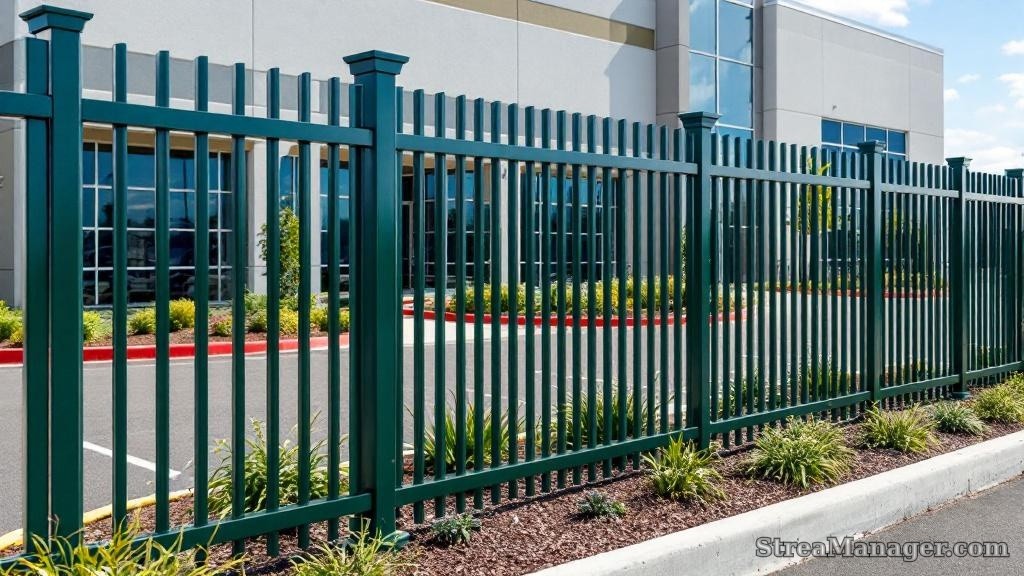 Aluminum Fence Straight Pickets Commercial Dark green - aluminum fence