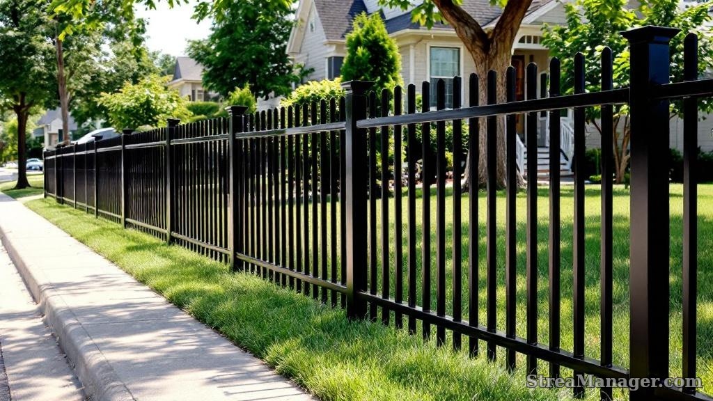 Aluminum Fence Straight Pickets Front Yard Black - aluminum fence