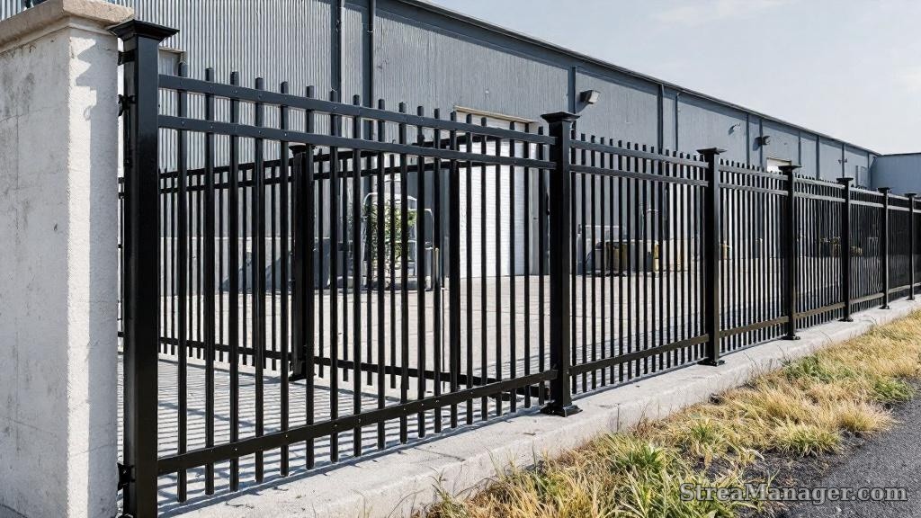 Aluminum Fence Straight Pickets Industrial Black - aluminum fence