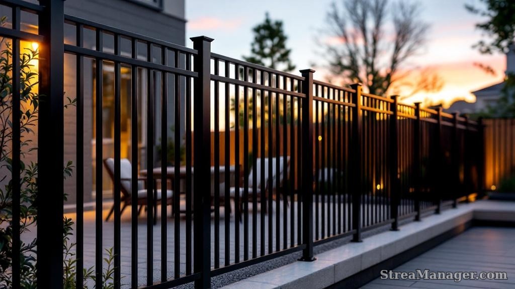 Aluminum Fence Straight Pickets Patio Black - aluminum fence