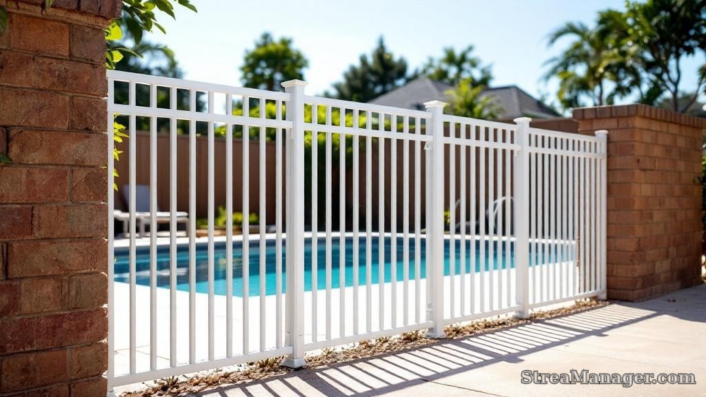 Aluminum Fence Straight Pickets Pool Area White - aluminum fence
