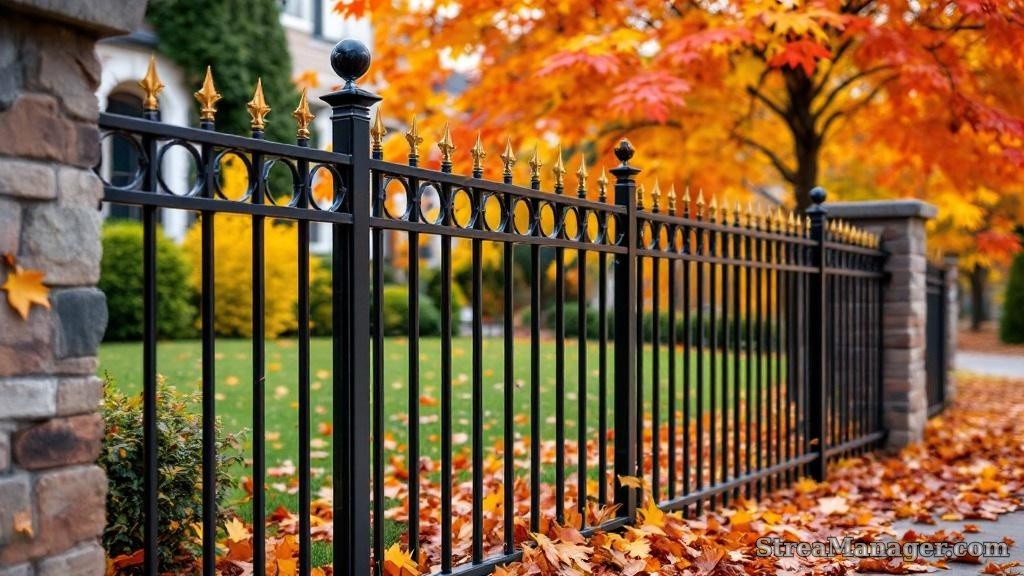 Aluminum Fence Fall Foliage - professional fence installation