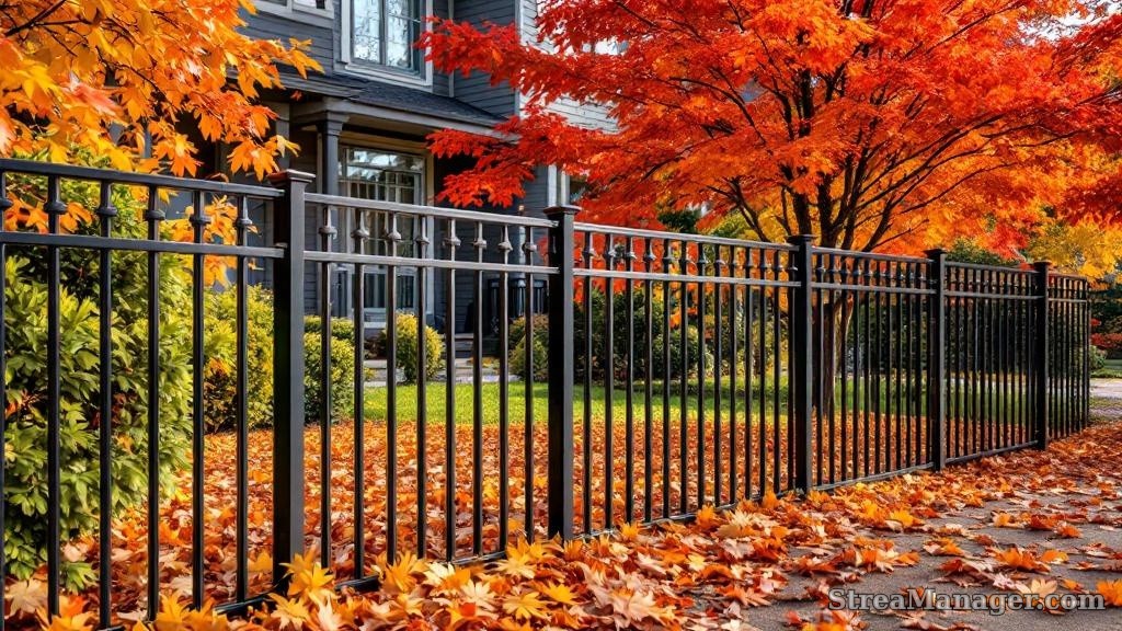 Aluminum Fence Fall Foliage - professional fence installation