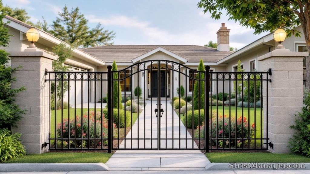 Aluminum Fence Ranch Style Home - professional fence installation