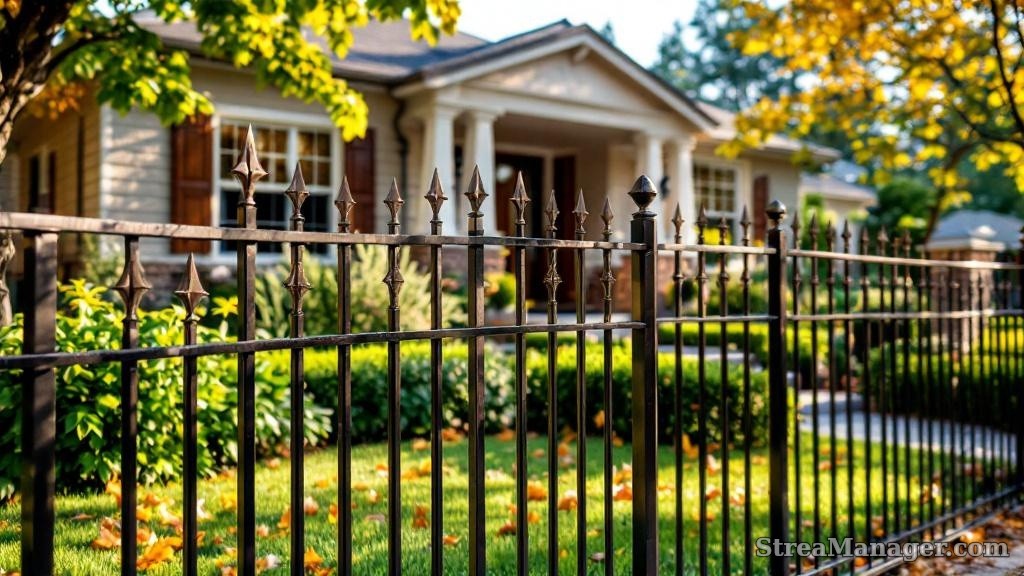 Aluminum Fence Ranch Style Home - professional fence installation