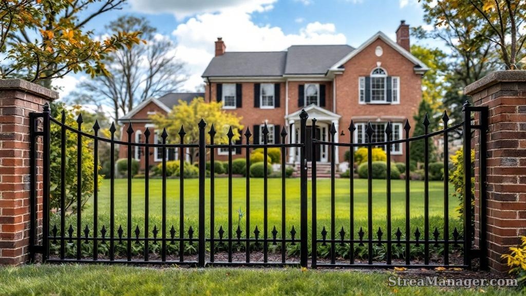 Aluminum Fence Two Story Home - professional fence installation