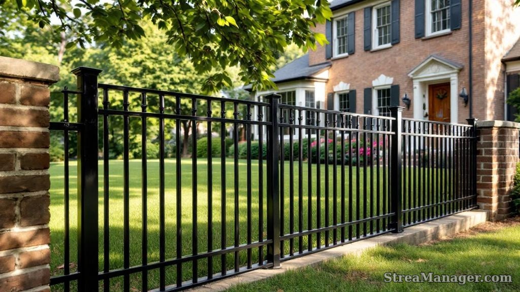 Aluminum Fence Two Story Home - professional fence installation