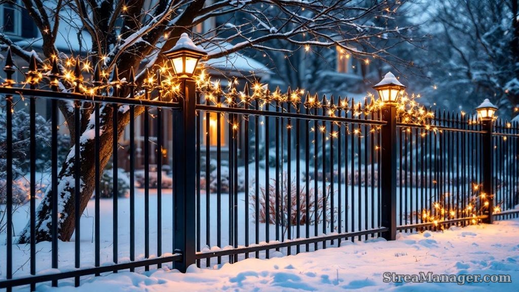 Aluminum Fence Winter Snow - professional fence installation