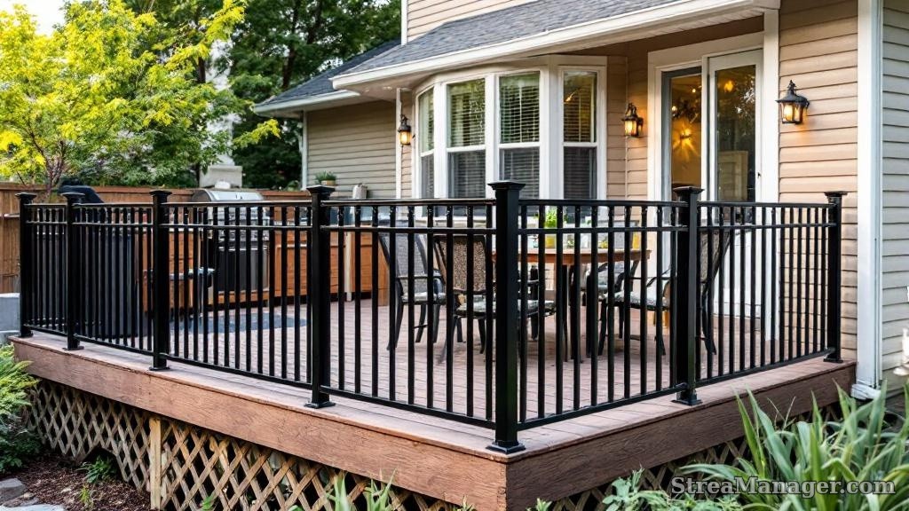 Black Aluminum Fence Deck Perimeter - professional fence installation