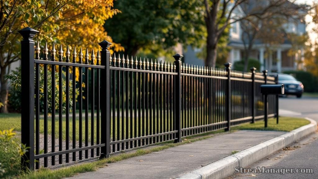 Black Aluminum Fence Driveway Border - professional fence installation