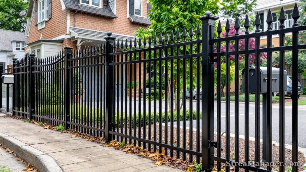 Black Aluminum Fence Driveway Border - professional fence installation