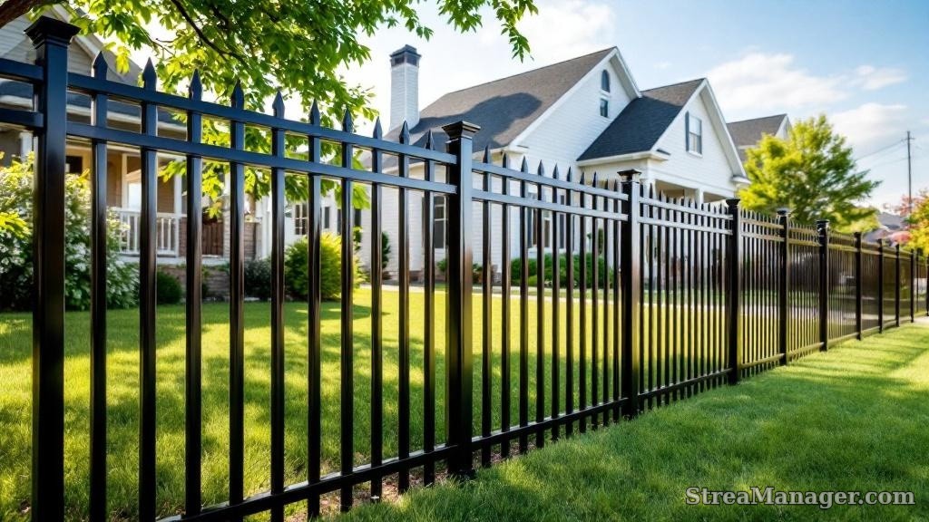 Black Aluminum Fence Front Yard - professional fence installation
