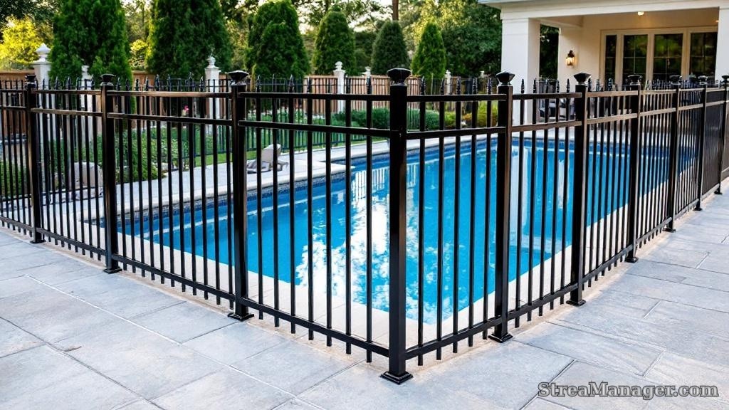 Black Aluminum Pool Fence - professional fence installation