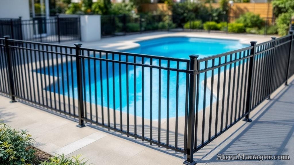 Black Aluminum Pool Fence - professional fence installation