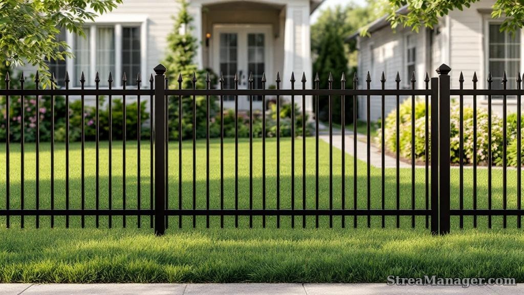Bronze Aluminum Property Line Fence - professional fence installation