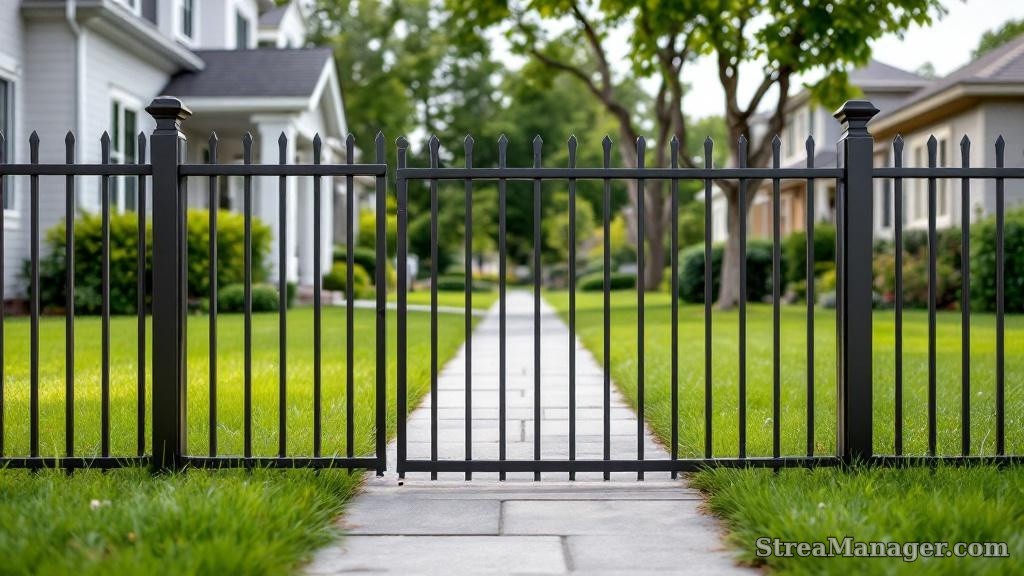 Bronze Aluminum Property Line Fence - professional fence installation