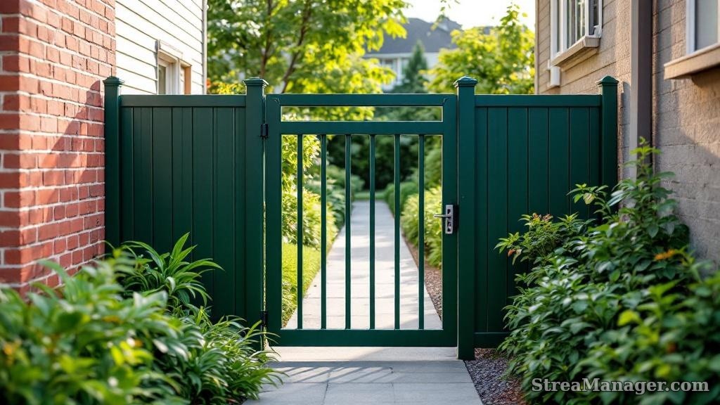 Green Aluminum Fence Side Yard - professional fence installation