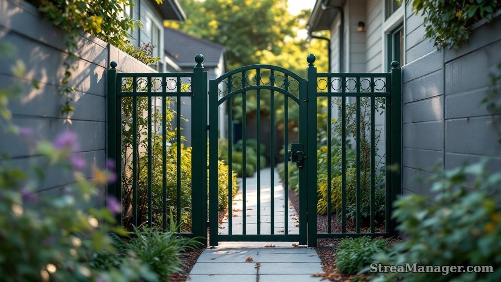 Green Aluminum Fence Side Yard - professional fence installation