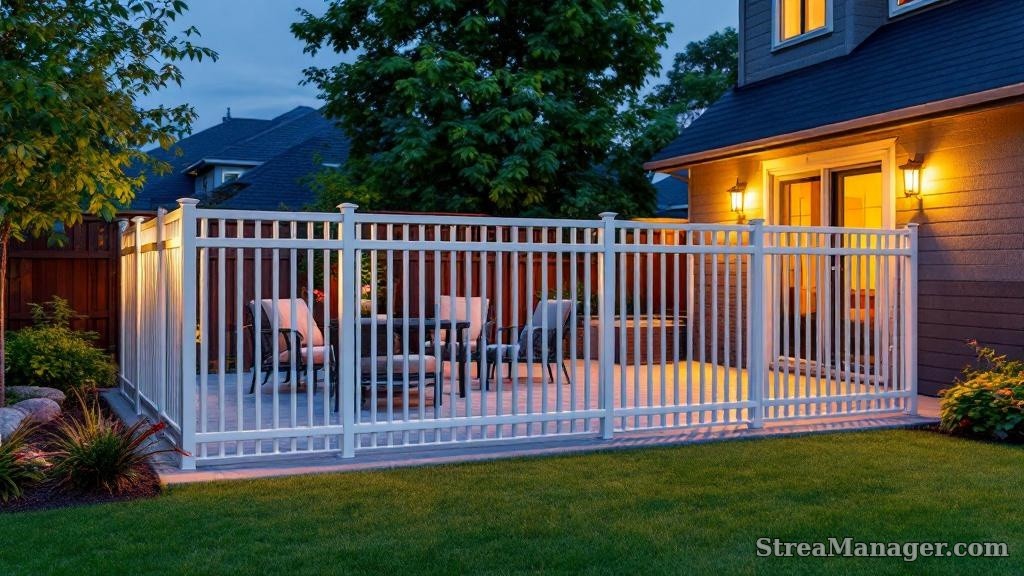 White Aluminum Fence Patio Enclosure - professional fence installation