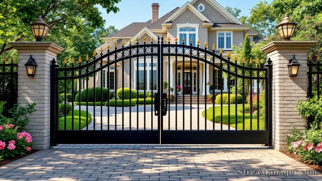 Black Aluminum Driveway Gate - professional fence installation