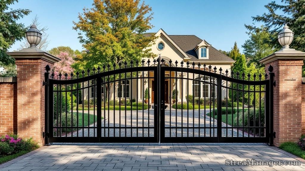 Black Aluminum Driveway Gate - professional fence installation