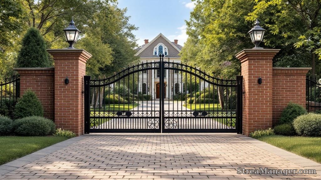 Driveway Gate Brick Pillars - professional fence installation