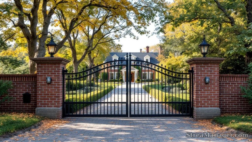 Driveway Gate Brick Pillars - professional fence installation