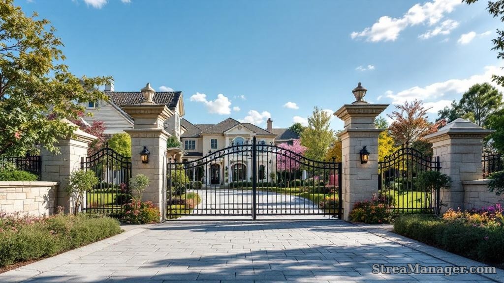 Driveway Gate Stone Columns - professional fence installation
