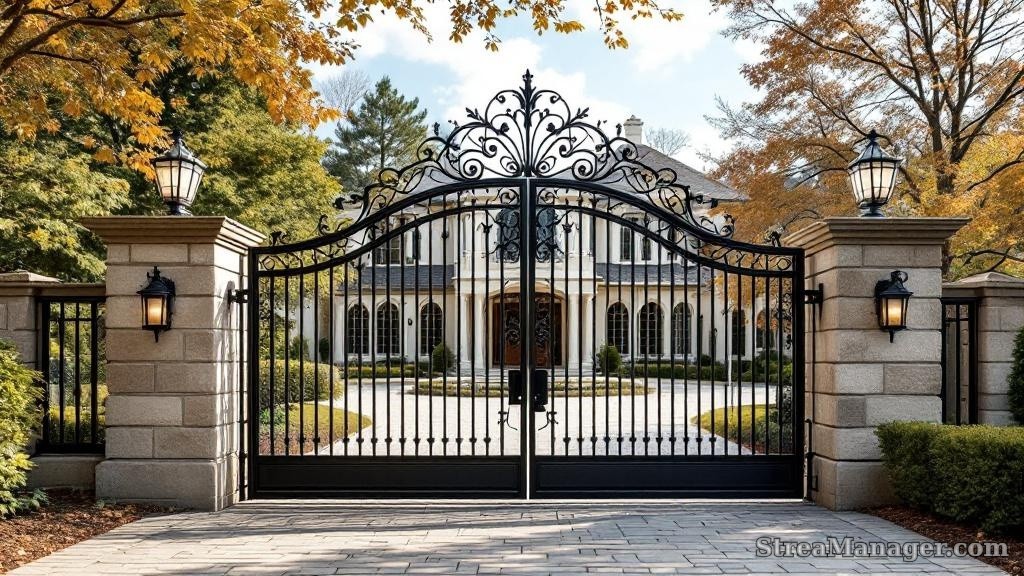 Iron Driveway Gate Arched - professional fence installation