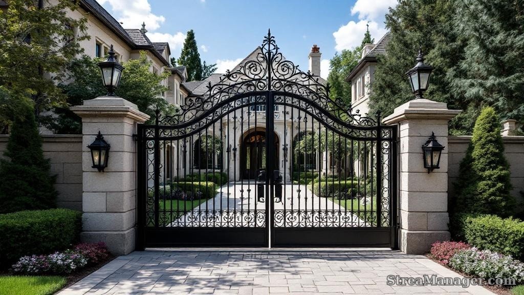 Iron Driveway Gate Arched - professional fence installation