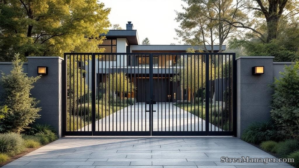 Metal Driveway Gate Modern - professional fence installation