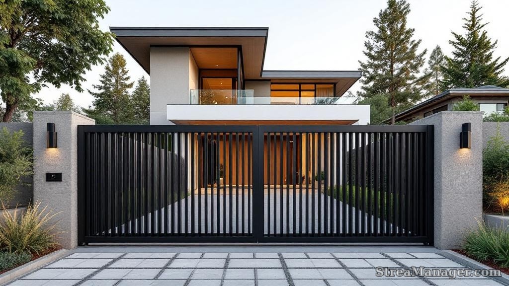 Metal Driveway Gate Modern - professional fence installation