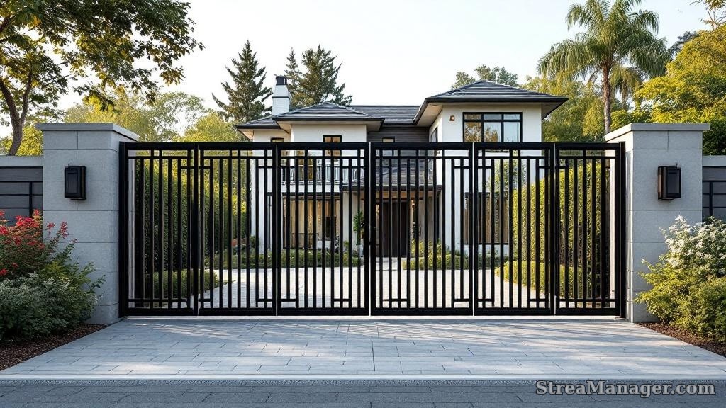 Vertical Pivot Driveway Gate - professional fence installation