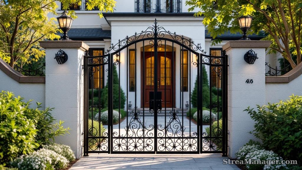 Decorative Iron Fence Entry - professional fence installation