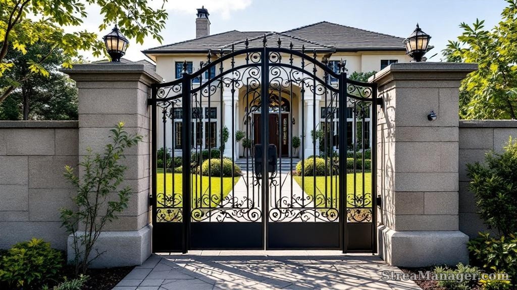 Decorative Iron Fence Entry - professional fence installation
