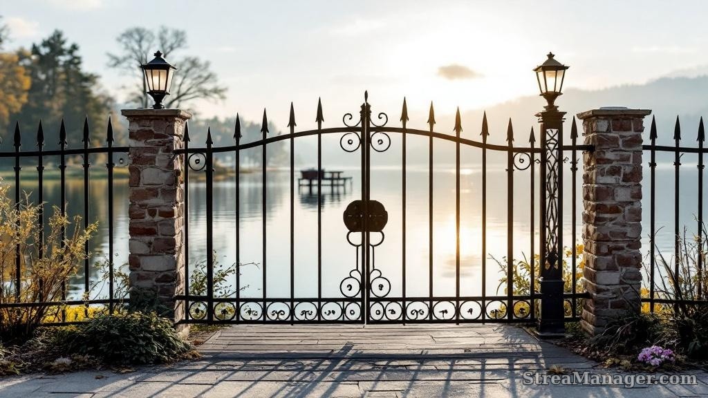 Iron Fence Waterfront Home - professional fence installation