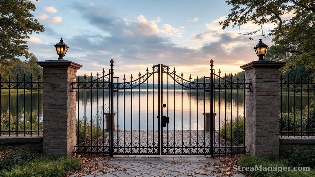 Iron Fence Waterfront Home - professional fence installation