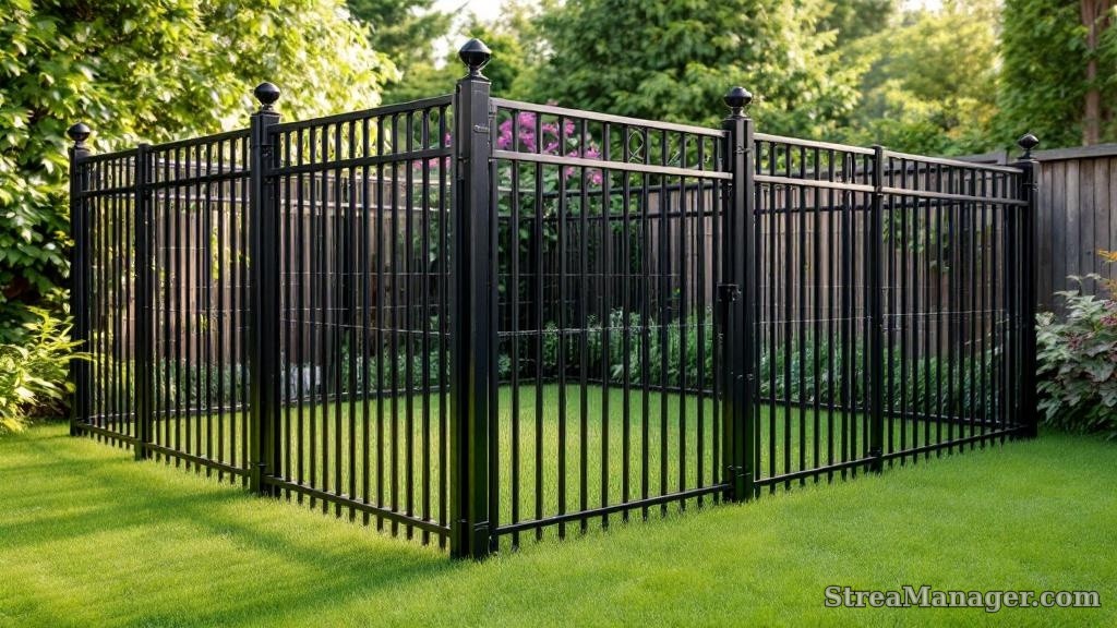Black Metal Fence Pet Enclosure - professional fence installation