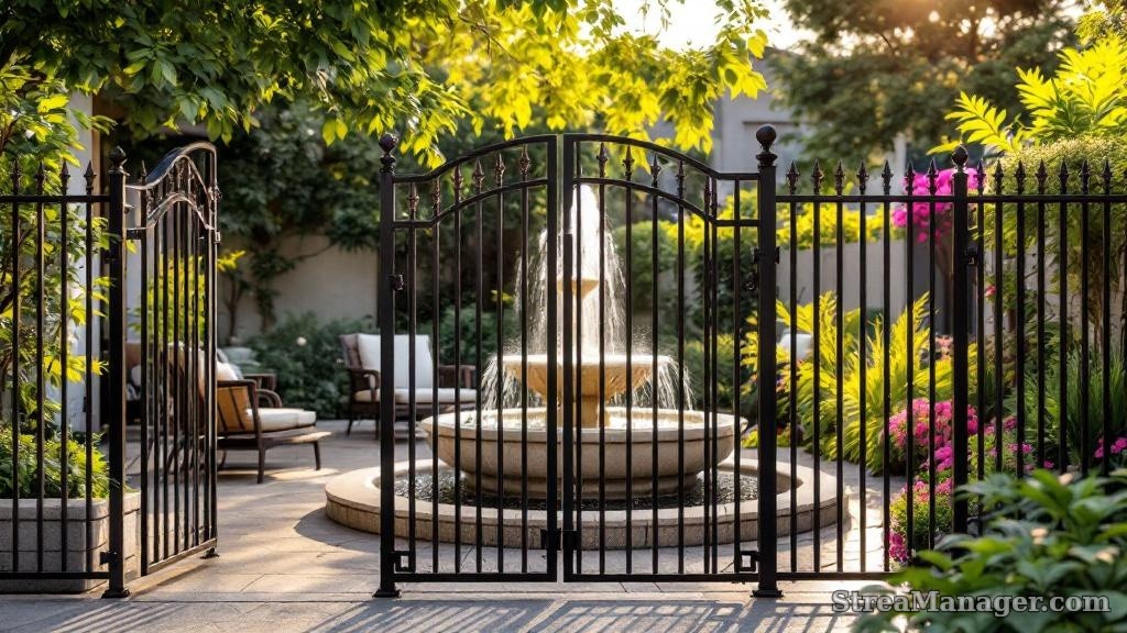 Bronze Metal Fence Courtyard - professional fence installation