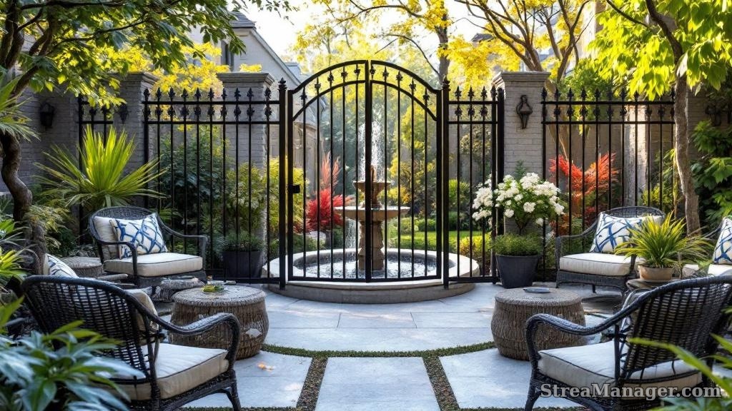 Bronze Metal Fence Courtyard - professional fence installation