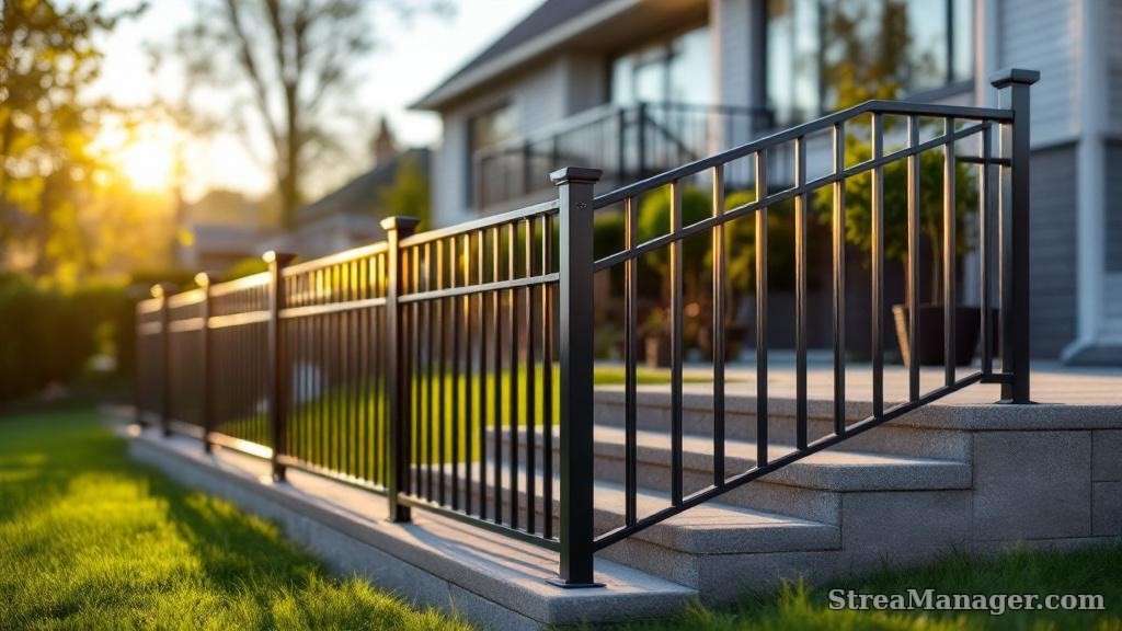 Metal Fence Split Level Home - professional fence installation