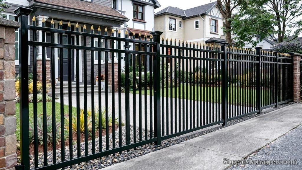 Aluminum Fence Driveway Dark green - aluminum fence