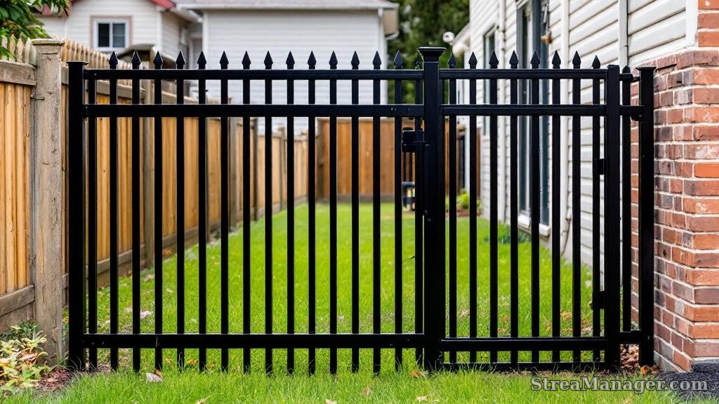 Aluminum Fence Side Yard Black - aluminum fence