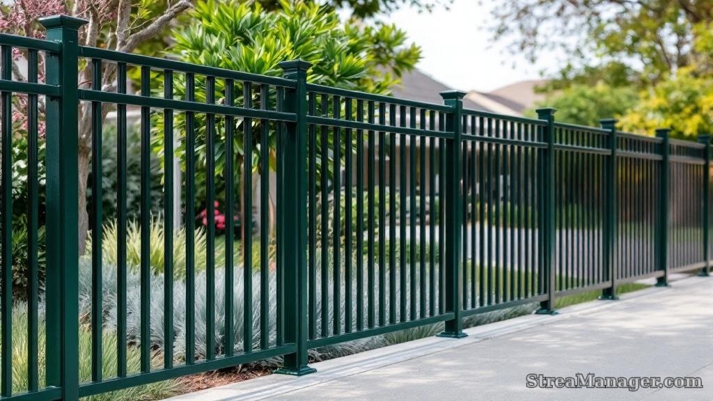 Aluminum Fence Driveway Dark green - aluminum fence